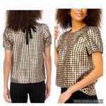 J CREW Gold Black Plaid Metallic Bow Top Size Small NEW NWT Photo 4