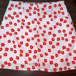 SheIn Light Pink with Red Flowers Mini Skirt Zipper Size Small Photo 2