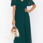 Show Me Your Mumu  Emily Empire Maxi Dress In Emerald Chiffon Photo 2