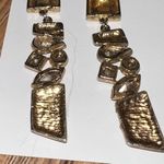 Linear Crystal Geometric Drop Earrings in Gold Post Backs For Pierced Ears Gold Photo 0