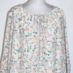 Kaari Blue Peach and Green Peasant Blouse Size 2X Plus Size Peach Floral Blouse Photo 2