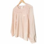 Downeast NWT Pleated Yoke Long Sleeve Blouse Light Beige Blush Size Small NEW Photo 3