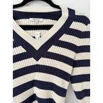 Madewell NWT V Neck Striped Sweater Size Medium Blue White Ribbed Slim Fit Photo 5
