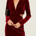 Nicholas Revolve  Gabriela Red Velvet Blazer cut out long sleeve mini Dress 10 Photo 0