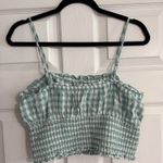 American Eagle  Gingham Smocked Cami Crop Top Photo 2