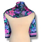 Berkshire Made in Italy Floral Scarf Sheer Bright Pink Purple Green Polyester Black Photo 5
