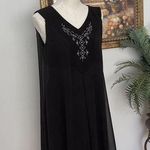 Elie McCarthy black slinky rhinestone fabulous Size large sleeveless dress Photo 0
