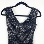 Christina Wu Black Sequin V-Neck Sleeveless Hidden Back Zipper Dress, Size 2 Photo 4