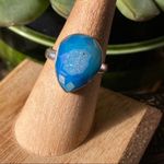 Marine Blue Aura Druzy Solid Sterling Silver Ring 8.5 Blue Photo 5
