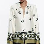 ZARA  geometric print satin effect shirt large NWT  Photo 0