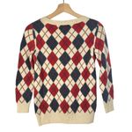 A.P.C Cream Red & Blue Argyle Diamond Wool Crewneck Sweater S Photo 1