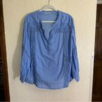 Soft Surroundings Trianon Blouse Women 2X Crochet Lace Dusty Blue Boho Hippie Photo 12