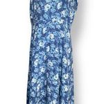 Vintage 90s Rampage Blue Granny Floral Sleeveless Midi Dress Flowy Romantic Size M Photo 0