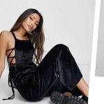 Free People  90s Forever Overalls Crushed Velvet Black size M Photo 0