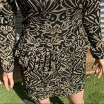 Ganni  Schiffer Glitter Print Long Sleeve Peplum Dress Gold Size S NWT Photo 5