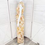 June & Hudson Tropical Print Belted Wide Leg Jumpsuit Pink Yellow Medium Photo 1