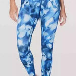 Lululemon  Wunder Under Blue Marble Print High Waisted Ankle Legging Size 8 Photo 0