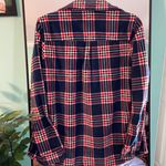 Blue Red Plaid Flannel Shirt Womens Size S Long Sleeve Shacket Pockets Cozycore Photo 3