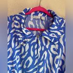 Zenergy Chicos Blue White Abstract Animal Print Zip Up Athletic Jacket 3 XL 16 Photo 1