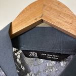 ZARA Blue Grey Lace See Through Full Zip Cardigan With Pockets Size M Photo 3