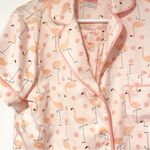 Kate Spade  Size Medium Satin Pink Flamingo Print Shorts Top Pajama Set Photo 1
