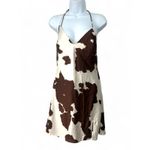 Princess Polly  | 4 | El Salvador Brown & White Cow Print Satin Slip Mini Dress Photo 2