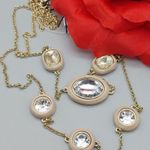 Ann Taylor New Collar Necklace Gold Tone Crystals Stations Bib Collar 20" NWT Photo 0