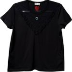 Rare Red Valentino Heart Patch Tee Sheer Lace Yoke & Evil Eye Detail Small Black Photo 0