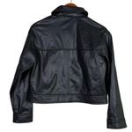 ZARA Collar Cropped Faux Leather Moto Jacket Patch Pockets Buckle XS Black #3966 Photo 5