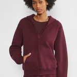 Aritzia Cozy Fleece Perfect Zip Hoodie size L sumac burgundy Photo 0