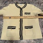 J.Crew  Contrast-Trim  Cardigan – Parchment color Size Medium Preppy French Girl Photo 6