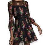 ZARA Basic Black Floral Sheer Dress Women’s Size Medium Wedding Formal Prom Photo 0