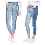 Hayden Two-Tone Fringed Raw Hem Cropped Ankle Jeans Sz 26 Small Photo 13