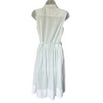Anthro Mon Petit Oiseau Womens Midi Dress XS Mint Collared Button Front Sheer Blue Photo 1