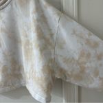 Fabletics Cream & Tan Eco Conscious Tie-Dye Pullover Boxy Cropped Hoodie, Size M Photo 3