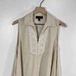 Banana Republic Banana Republic Sleeveless Linen Tunic Dress Medium Beige Embroidered Resort Photo 7