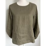 Everlane  • 100% Linen Olive Green Long Sleeve Blouse Photo 2