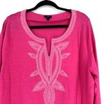 Talbots Pink Embroidered Tunic Top Cotton Shirt Size 2X Plus Barbie Pink Photo 3