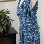 Nine West  Dress Women's 16 Sleeveless V-Neck Partially Lined Blue Stretch Photo 5