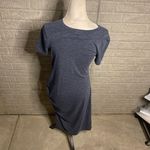 Treasure And Bond Blue Short‎ Sleeve Crew Neck Ruched Midi Dress Size Medium Photo 2