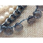 J.Crew  Multi Strand Gun Metal & Faux Pearl Collar Necklace 20" Smokey Gray Beads Photo 4