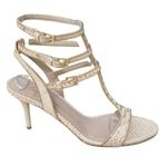 Donald Pliner Metallic Gold Snake Bone Leather Shoe New Strappy Sandal NWT $325 Size 6.5 Photo 1