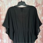 Cover 2 Cover Black V Neck Drawstring Waist Fringe Hem Swim Coverup Size M Size M Photo 9