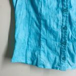 Tribal Blue Sleeveless Textured Button Down Blouse size 12 made in Bulgaria Photo 5