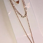 Gold Tone Multi Strand Layered Heart Flower Pendant Boho Necklace Photo 0