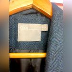 ASOS Blue black tweed one-button Jacket with lace trim sleeves Blazer Size 4 Photo 4