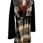 cesar arellanes Plaid Tie Waist Trench Coat Jacket Black Photo 3