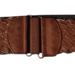 Brown Woven Fashion Statement Accessory Leather Belt Sz M/L Photo 0