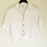 Topshop  White Button Down Tie-Front Shirt Size 8 Photo 1