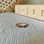 Copper Floral Inset Band Ring “Pieta” Tarnished Brass Gold Circles Boho Jewelry Brown Photo 5